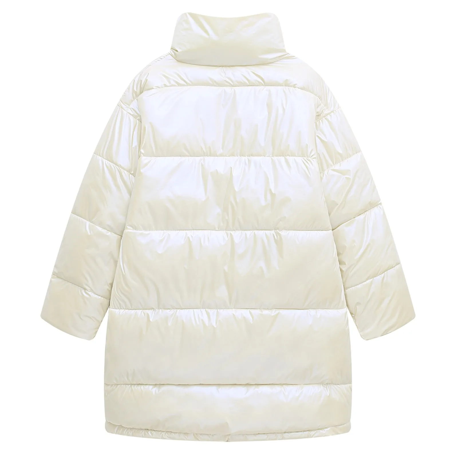 

2021 Winter Women Down Cotton Padded Long Coats Female Glossy Plus Size Stand Collar Overcoat Black Warm Parka Mujer Jacket