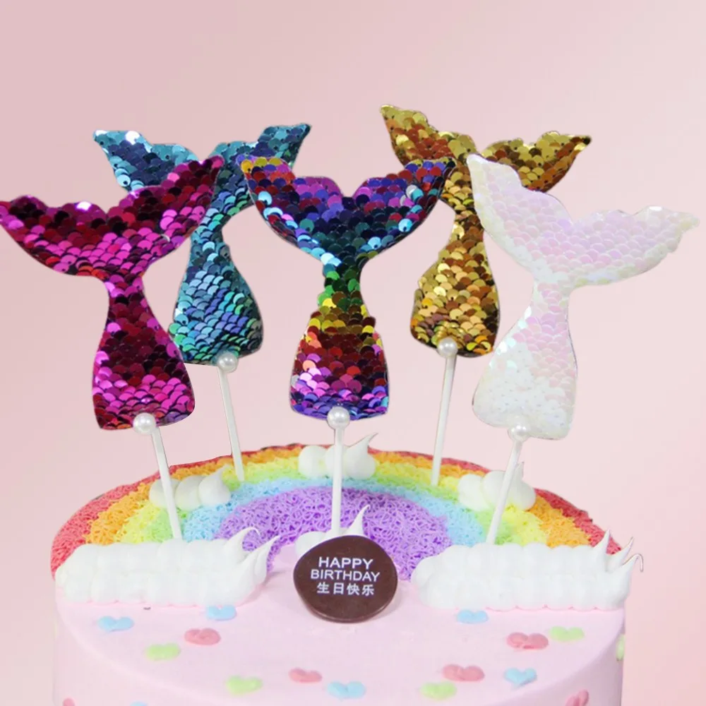 

Fireworks Castle Mermaid Tail Cake Topper Birthday DIY Topper Ocean Theme Birthday Cake Decoration Happy Birthday