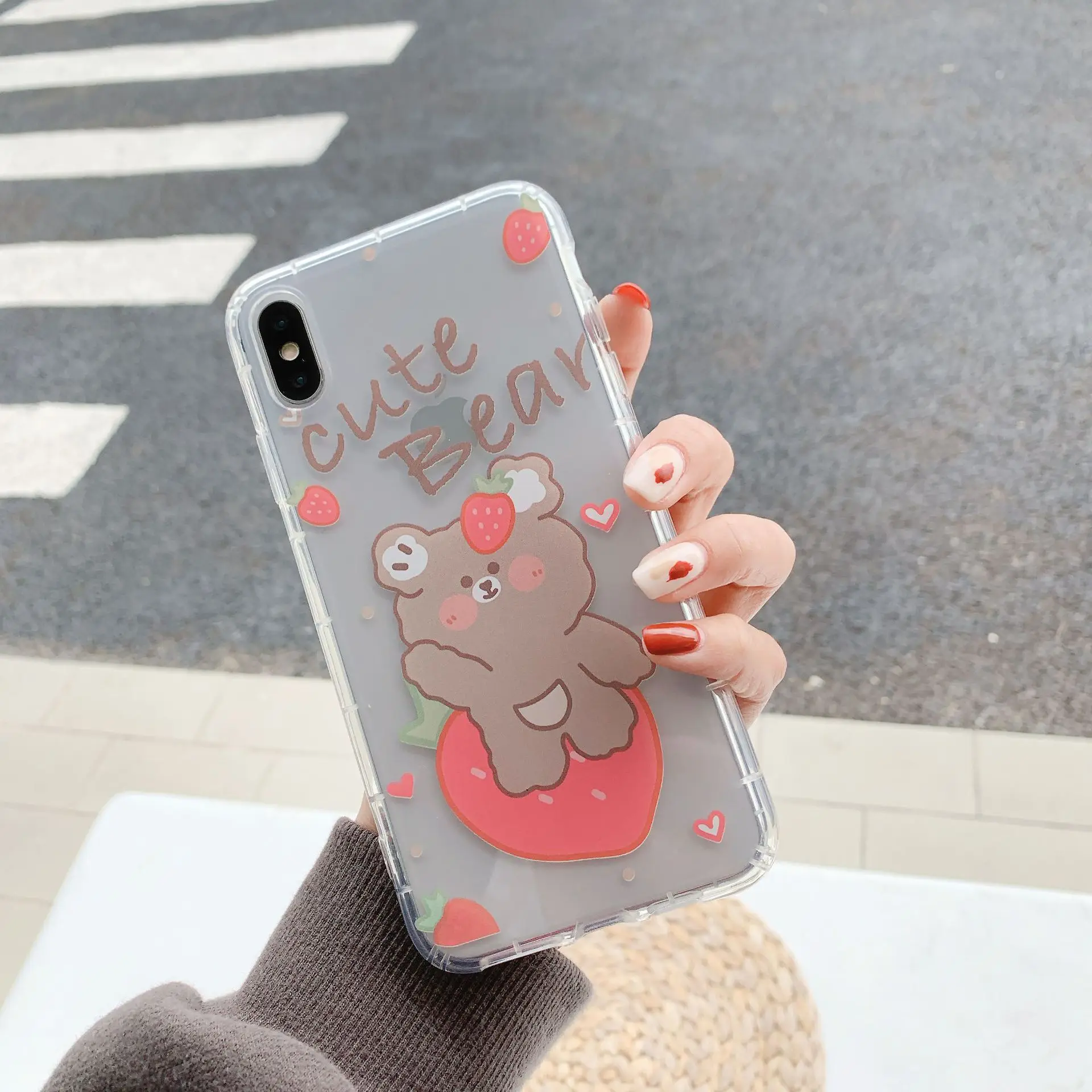 

Cute moon Luck Brown bear letters kawaii Phone case For iPhone 11 Pro Max X XS Max XR 7 7 Plus 8 6 6s Plus Case Silicone Cover