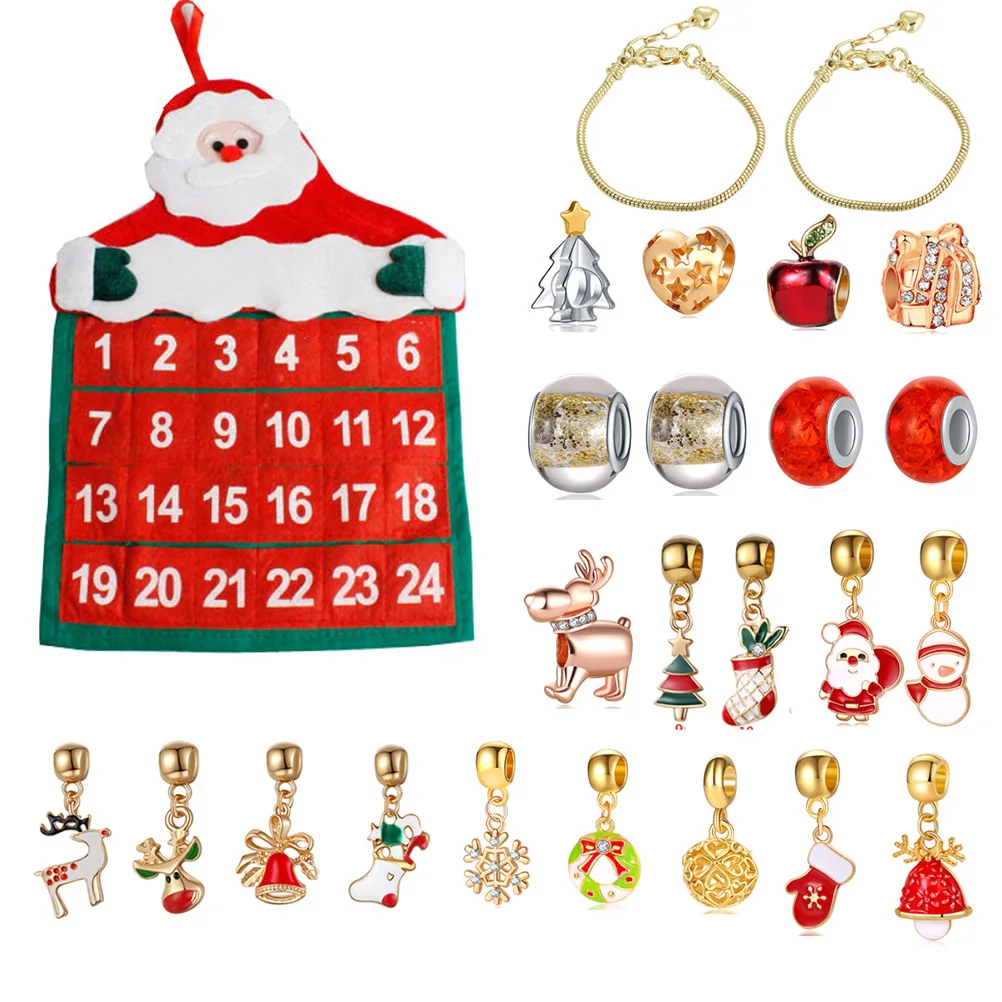 

Christmas Advent Calendar Gift 24Pcs Christmas Gift For Kids Jewelry Calendar Gift Bracelet Beaded Charms Set DIY Gift Set