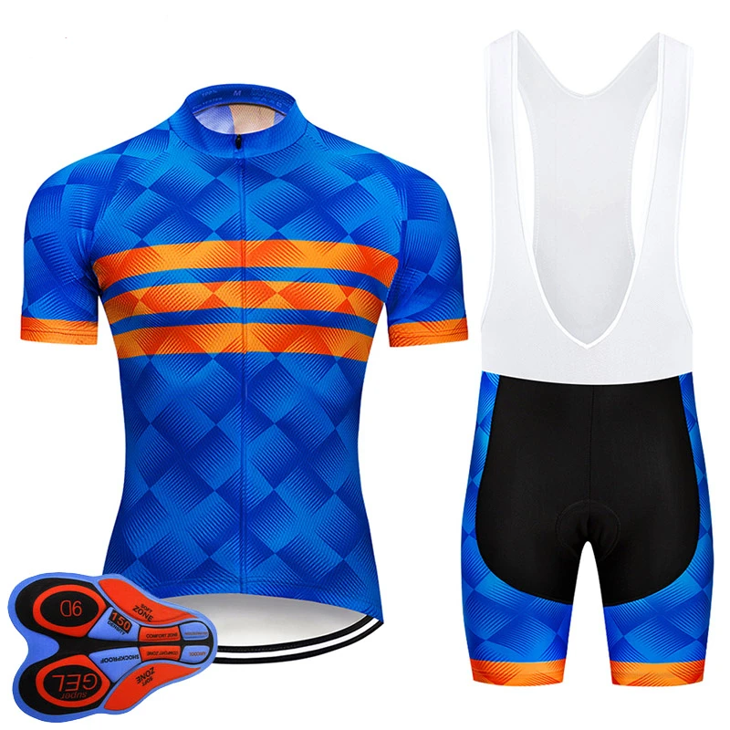

Cycling Bib Shorts Jersey Kit 2021 Short Sleeve Top Racing Bicycle Cycling Clothings Mens Mountain Bike Jersey Set Summer