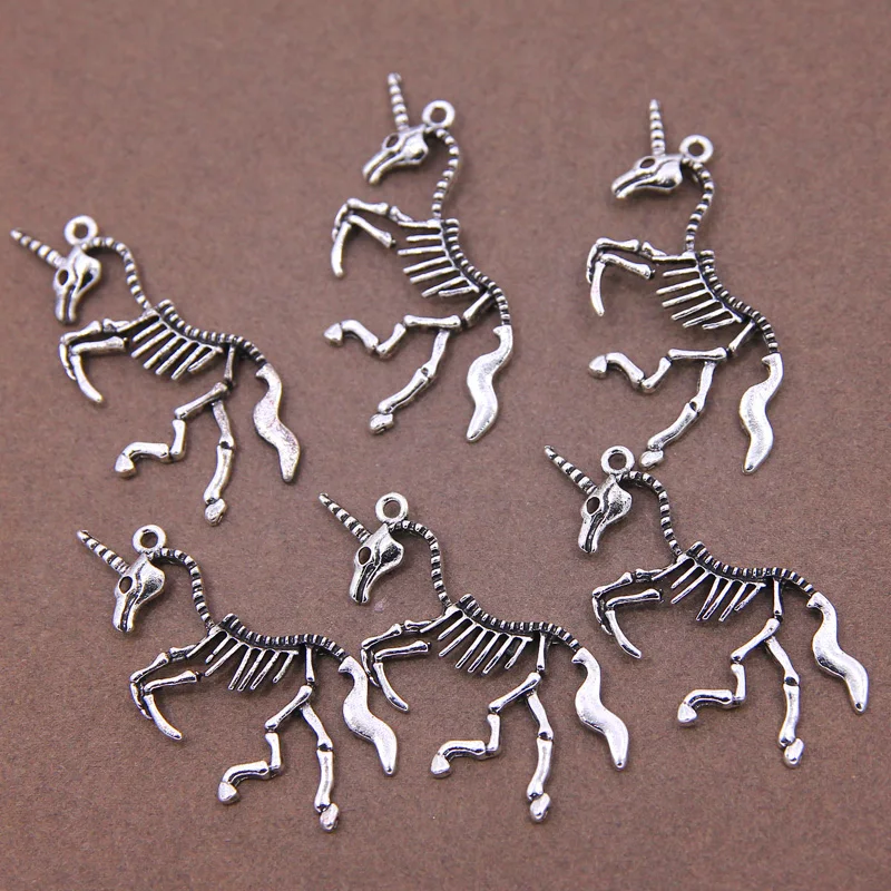 

6pcs 54*27*4mm Unicorn bone skeleton charm Metal alloy Antique silver color Pendant Bracelet Key chain Jewelry accessory