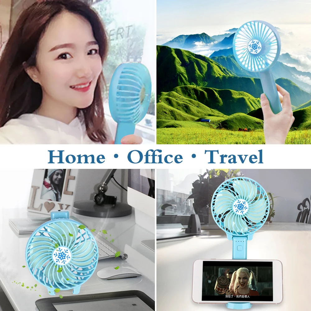 Портативный мини вентилятор кулер ручной с зарядкой от USB Настольная