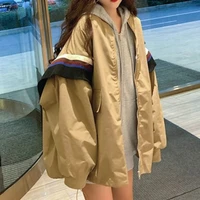 students new chic retro harajuku outerwear basic jackets autumn patchwork korean style zipper loose streetwear bf style ulzzang
