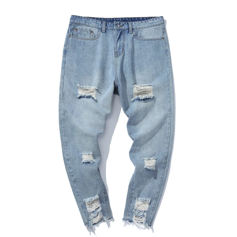 Прямая поставка осенние мужские карманные уличные джинсовые брюки 2020 потертые