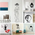 Виниловая наклейка на стену, стикеры с рисунком гейши, девушки, манги, Восточной девушки, японский домашний декор, художественный дизайн спальни, интерьер