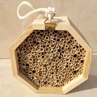 mason bee house hanging wooden bee hive attracts bee pollinators to enhance pollination for garden farm garden supplies