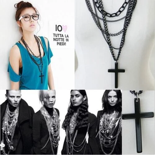 Женское многослойное ожерелье чокер с подвеской крестом|necklace jewelry|fashion jewelryjewelry