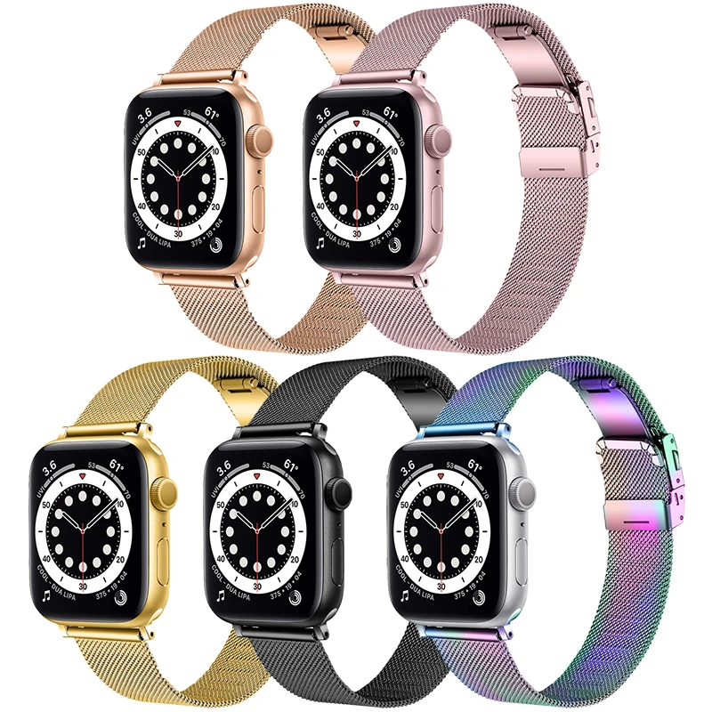 

Ремешок «Миланская петля» для Apple Watch iwatch 6 5 4 3 2 SE, сменный складной браслет из нержавеющей стали с пряжкой для мужчин и женщин, 38 мм 42 мм 40 мм 44 ...