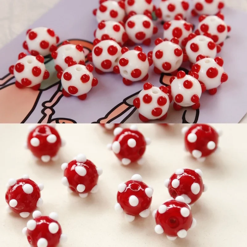 Big wave penalty ball handmade glass beads cute earrings diy accessories handmade jewelry hand-made materials
