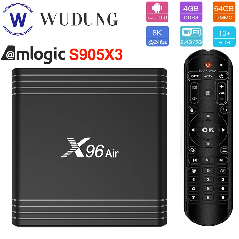 ТВ приставка X96 Air Amlogic S905X3 Android 9 0 4 + 64/32 ГБ Wi Fi 1080P 4K 60 к/с|ТВ-приставки и медиаплееры|