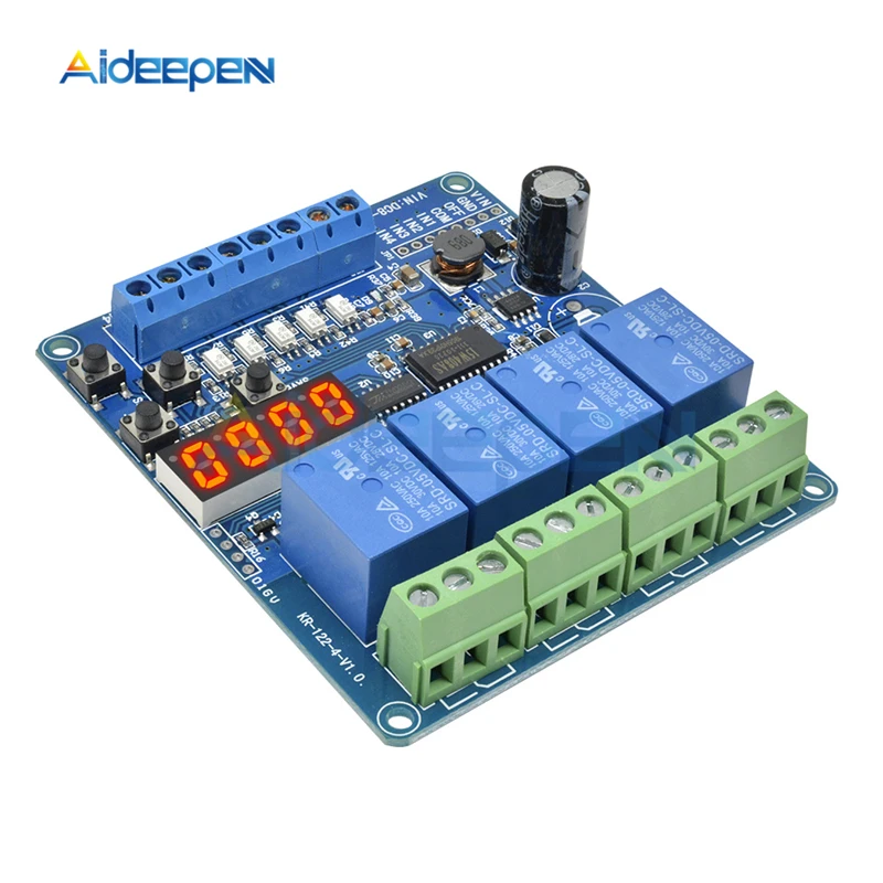 DC 8 36 V 4 канала светодиодный Дисплей Многофункциональный релейный модуль доска с