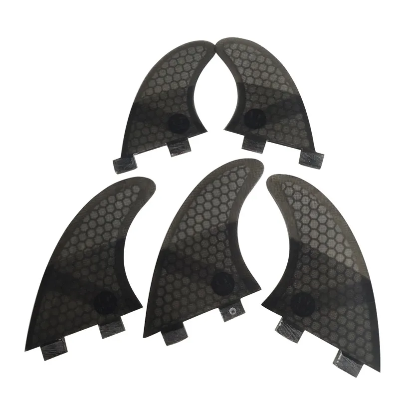 Surfing 5pcs Double Tabs Fins L+ GL Fin Honeycomb Fibreglass Fins L+GL Black Double Tabs Quilhas Fins