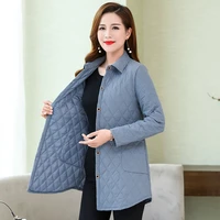 2021 thin quilted jacket autumn winter warm long sleeved jacket parkas middle age women cotton padded tops mother cotton coat