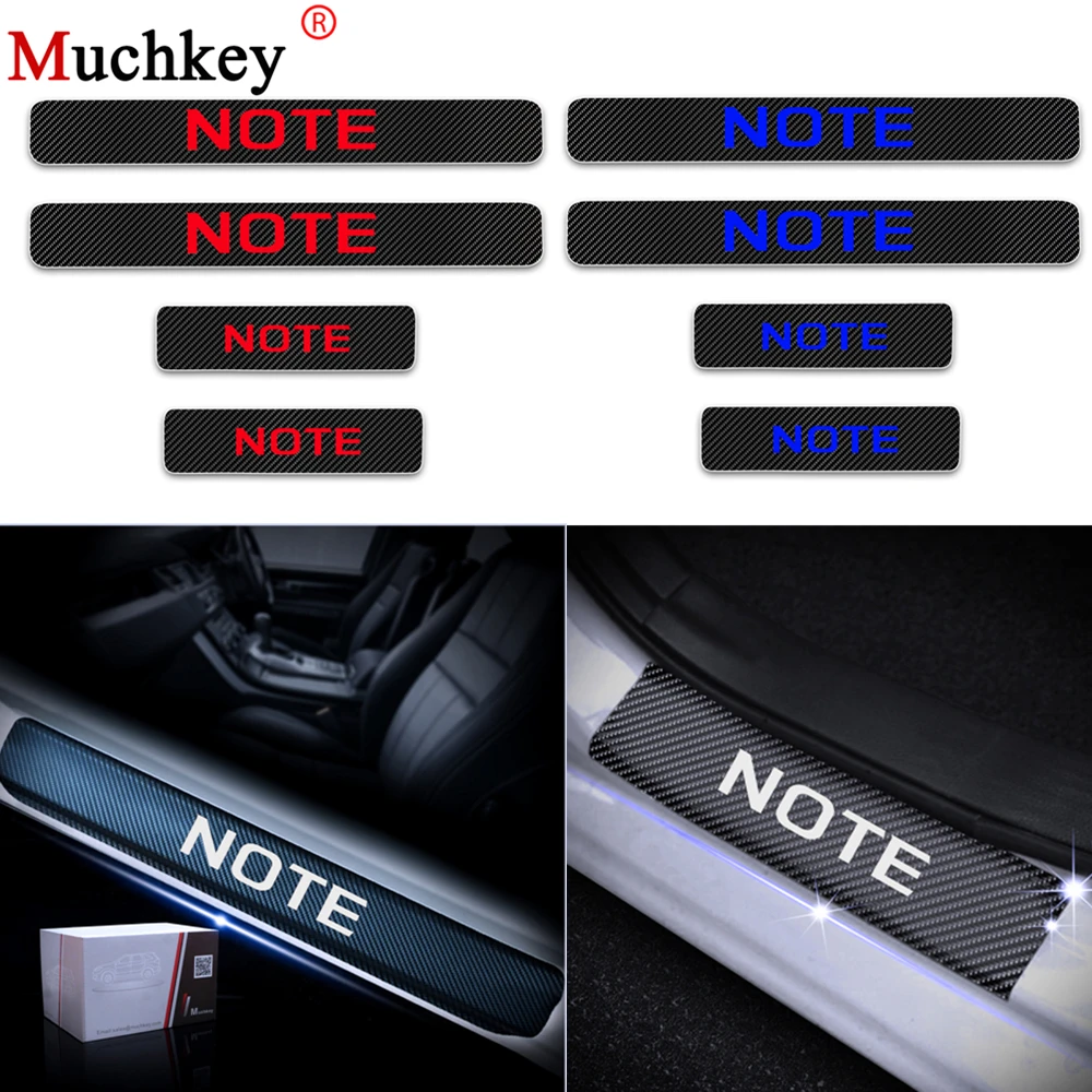 

For Nissan NOTE Door Sills Car Door Sill Scuff Plate Stickers Car Accessories 4Pcs Carbon Fiber Vinyl Sticker