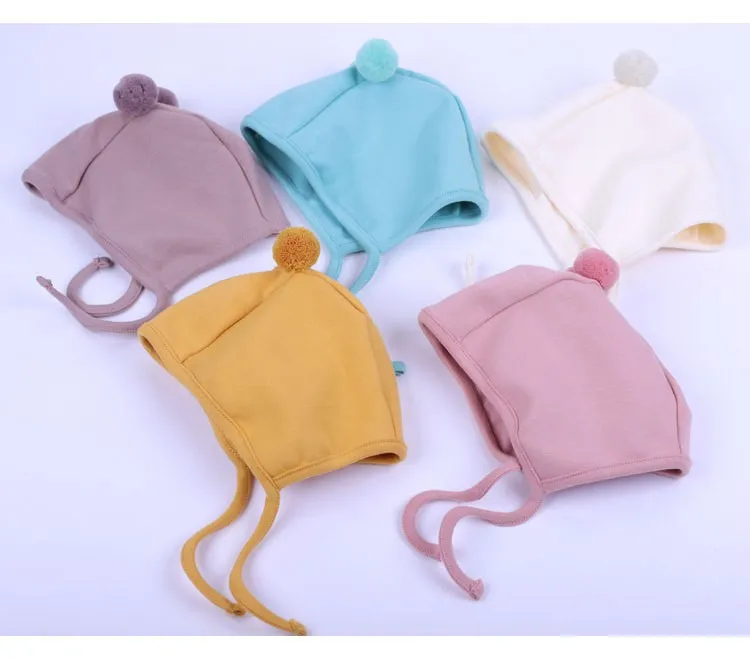 Осенняя милая детская шапка с помпоном для девочек зимняя бархатной подкладкой