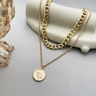 Женская толстая цепочка с подвеской-монеткой, ожерелье золотого цвета в стиле панк, Очаровательная цепочка-чокер, Подарочная бижутерия, 2021