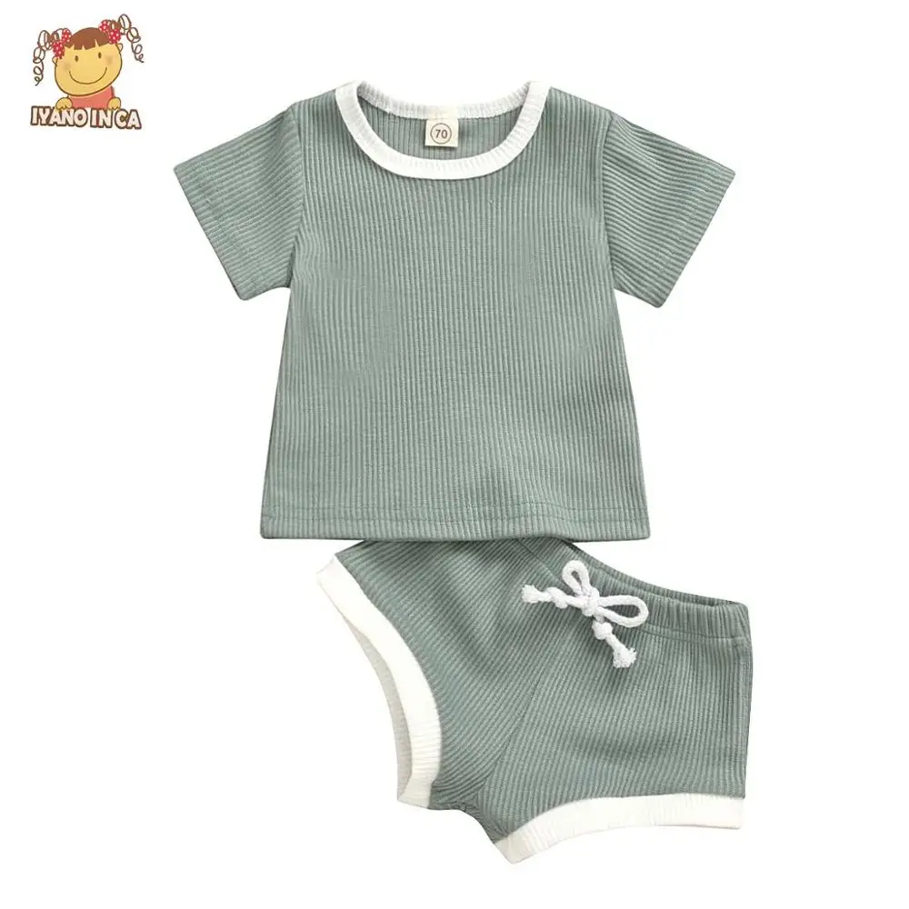 

2Pcs Fashion New Summer Newborn Baby Girls Boys Clothes Cotton Casual Short Sleeve Tops T-shirt+Shorts Toddler Infant Outfit Set