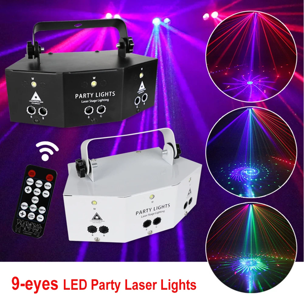 

9 глаз 15 Глаз DMX диско лазерное сценическое освещение Дистанционное управление Домашняя вечеринка Стробоскопическая Лампа для Хэллоуина Ро...