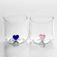 nordic ins style home decoration couple love heart cup water tea milk coffee cup transparent creative simple glass mug