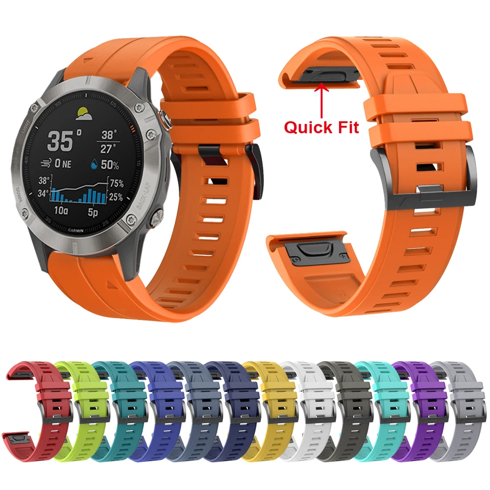 Мягкая силиконовая лента для Garmin Fenix 6 5/5X Plus 3 3HR быстросъемный ремешок Forerunner 945 935
