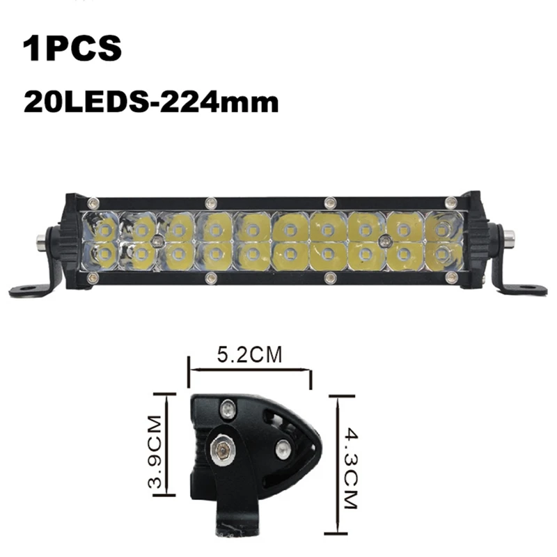 

7inch 2-row 20LED Car Work Light Bar Flood Spot Combo Long Working Light Bar for Truck Off Road Vehicle Driving Fog Lamp