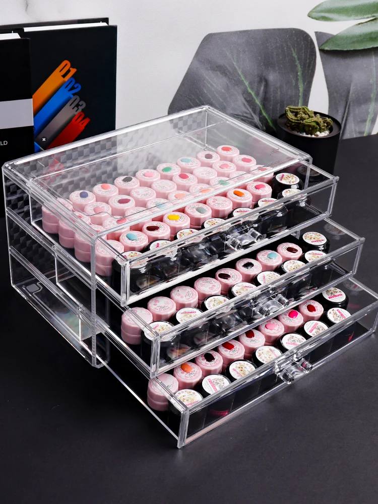 

3/4 LayersNail Art Decoration Accessories Beads Storage Case Transparent Acrylic Cosmetic Jewelry Box Drawer Organizers