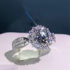 Большое женское кольцо с кристаллами, ювелирное изделие, серебристое кольцо на палец, женское роскошное свадебное обручальное кольцо, Женские Простые Кольца, подарки 2020