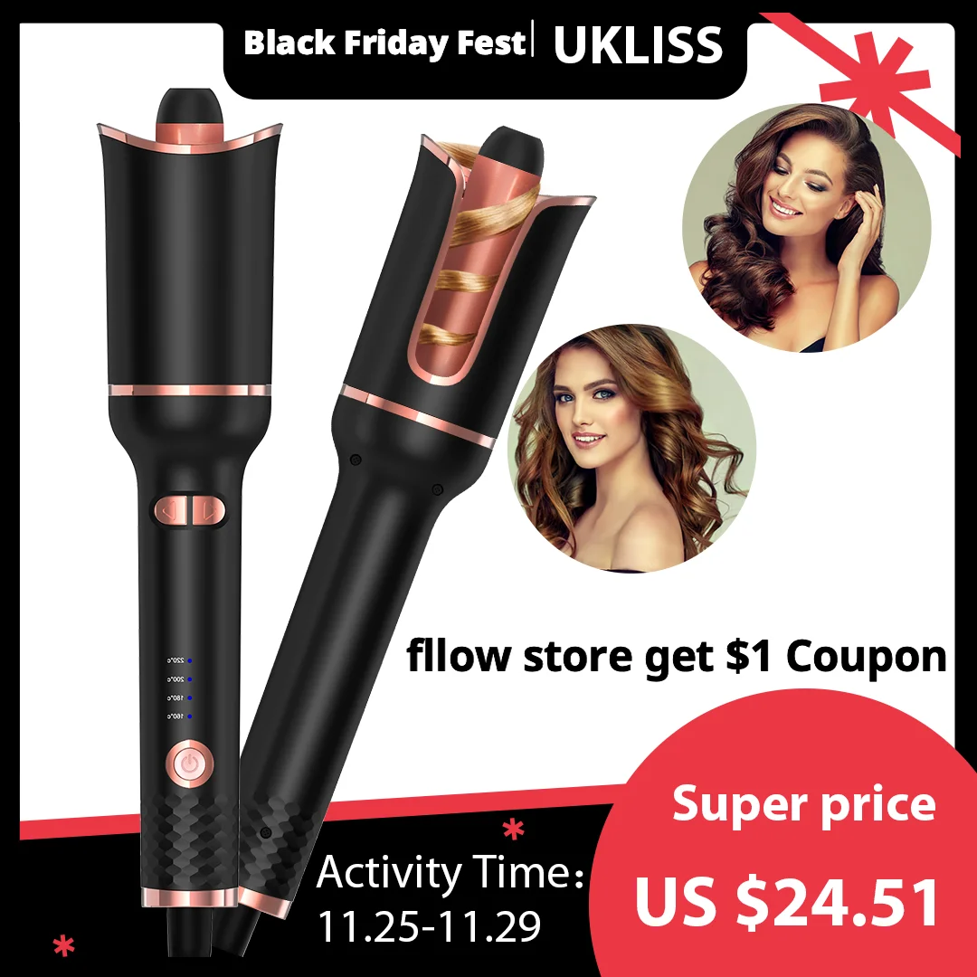 

Auto Rotating Ceramic Hair Curler Automatic Curling Iron Styling Tool Hair Iron Curling Wand Air Spin and Curl Curler Hair Waver