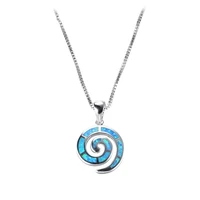 exquisite spiral design charm blue imitation fire opal pendant necklace for women fashion jewelry accessories girl gifts