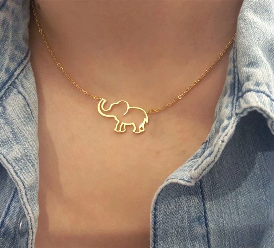 V Attract Gold Silver Bijoux Femme Tattoo Choker 2017 BFF Jewelry Lucky Origami Elephant Statement Necklace for Women Collier|statement