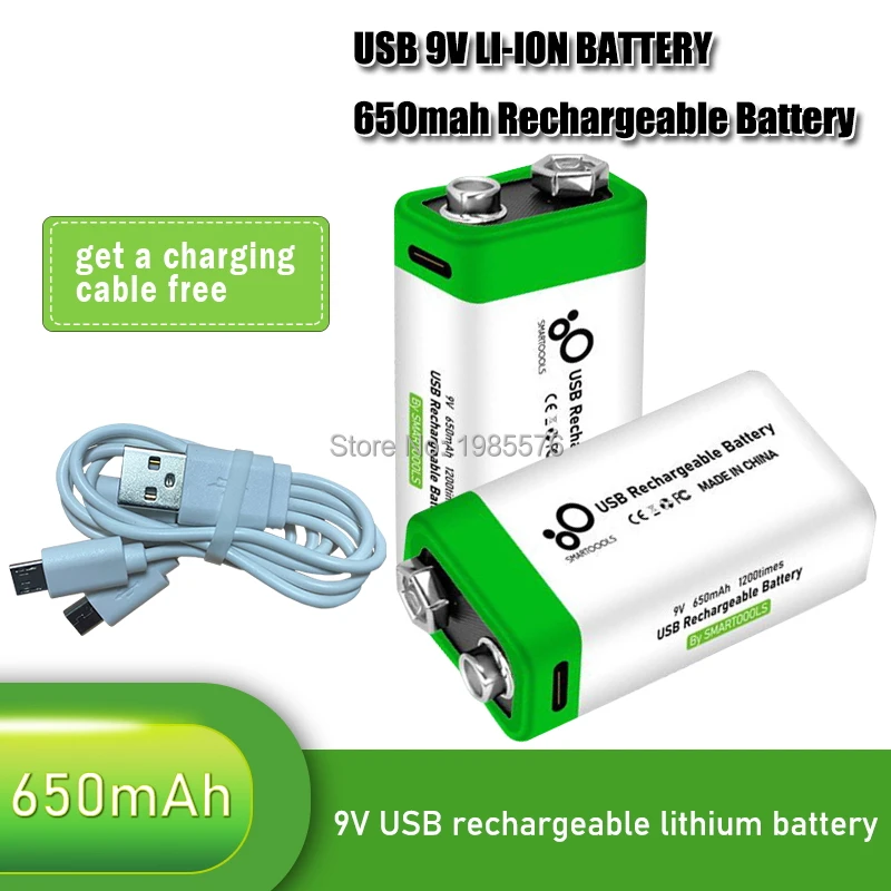 2 10 шт. Новинка 9 в 6F22 650 мАч USB литиевая аккумуляторная батарея В литий ионные