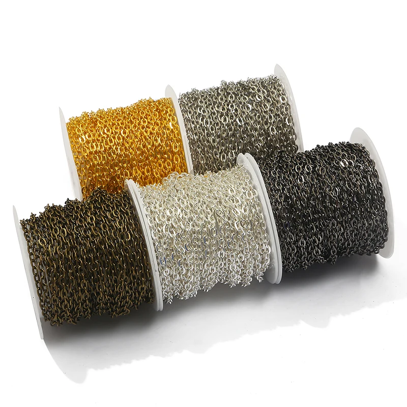 

5M/lot 2-5mm Gold Rhodium Copper Bulk Fine Necklace Chain For DIY Jewelry Making Supplies chains Findings Accessories