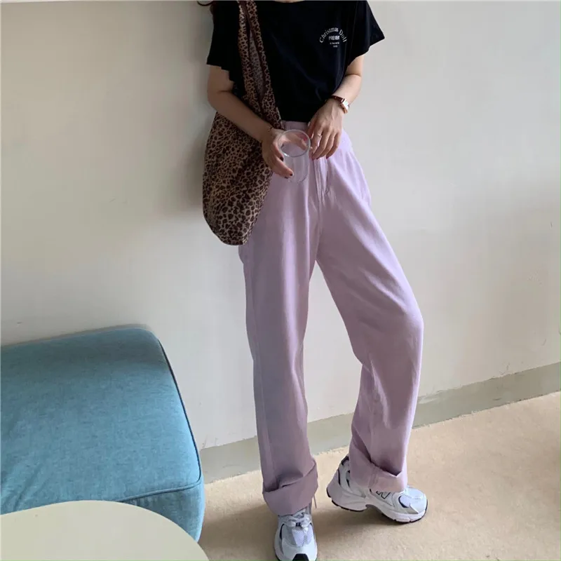 

Jeans pants fashions Women 2021 New Korean Streetwear Casual Oversize Hip Hop Denim Pants loose straight jeans pants