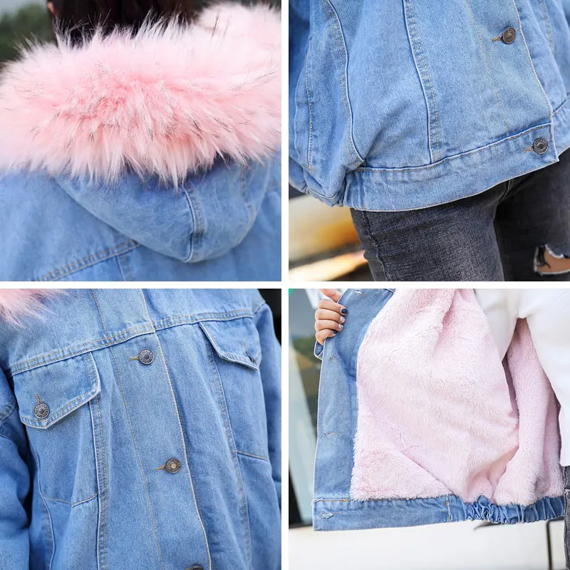 Новое поступление 2019 модная женская зимняя джинсовая куртка с хлопковой
