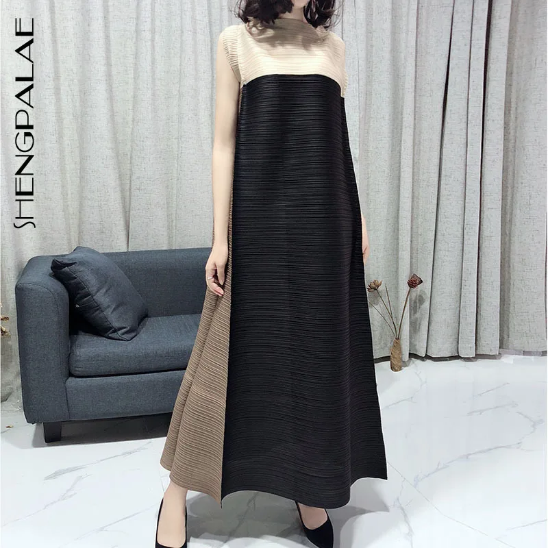 SHENGPALAE 2019 складные орфографические цветные без рукавов длинные платья для шоу