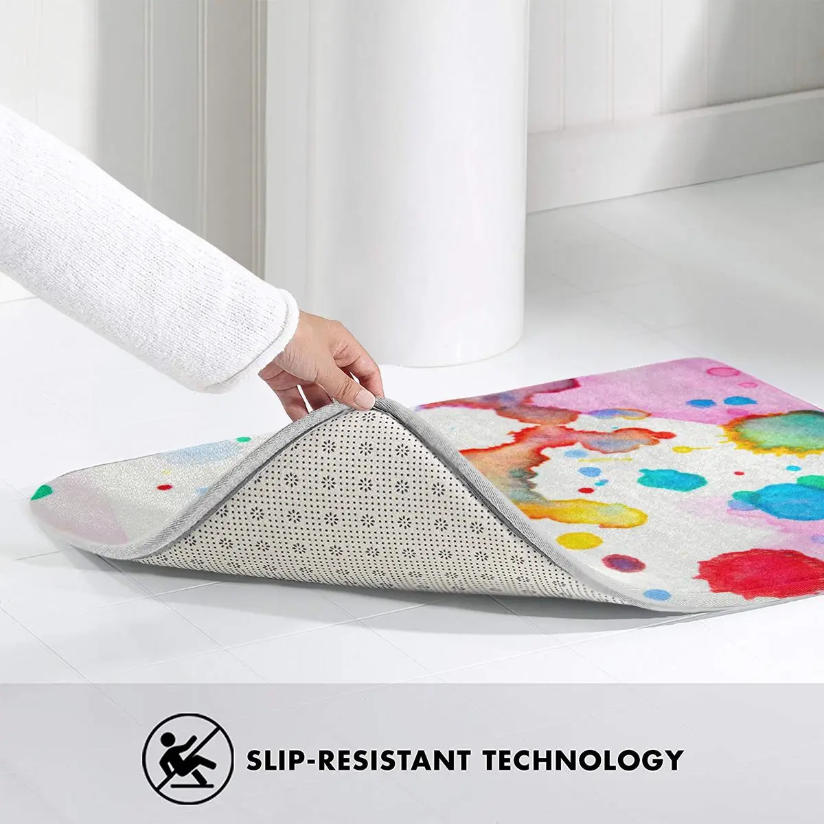 

Colored Spots Flannel Doormat Welcome Doormat Entrance Carpet Anti-Slip Nordic Style Colorful Door Floor Room Dustproof Mats