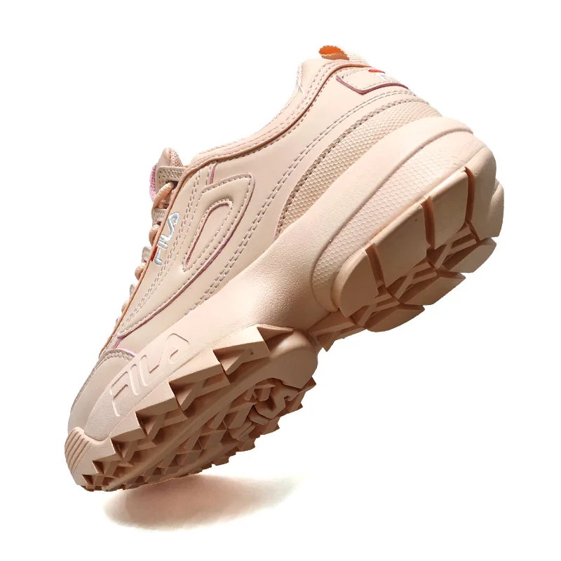 Розовые женские кроссовки для бега FILA Disruptor II 2 утолщенные Леггинсы ремонта ног