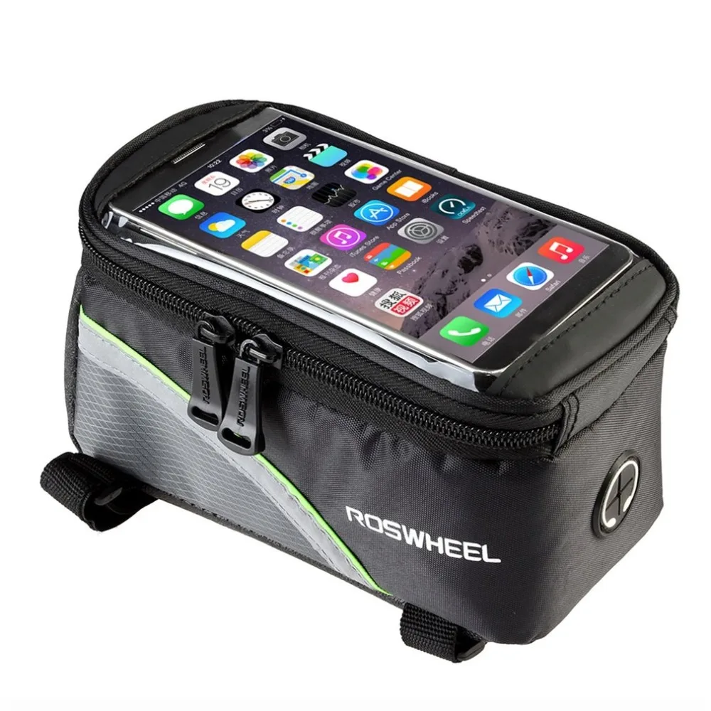 

ROSWHEEL Cycling Bike Bags Touch Screen Waterproof Bicycle Bags MTB Frame Front Tube Storage Mountain Bike Bag For Cell Phone