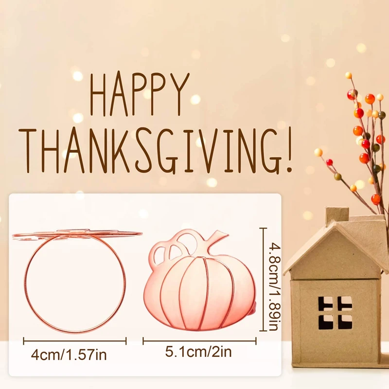 

12 Pieces Pumpkin Napkin Rings Napkin Holders,for Halloween,Thanksgiving,Parties,Weddings,Family Gatherings,Rose Golden