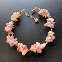 natural pink opal stone bracelet crystal chips beads handmade bracelets 14 k wire wrapped wrist jewelry 1pc dropshipping