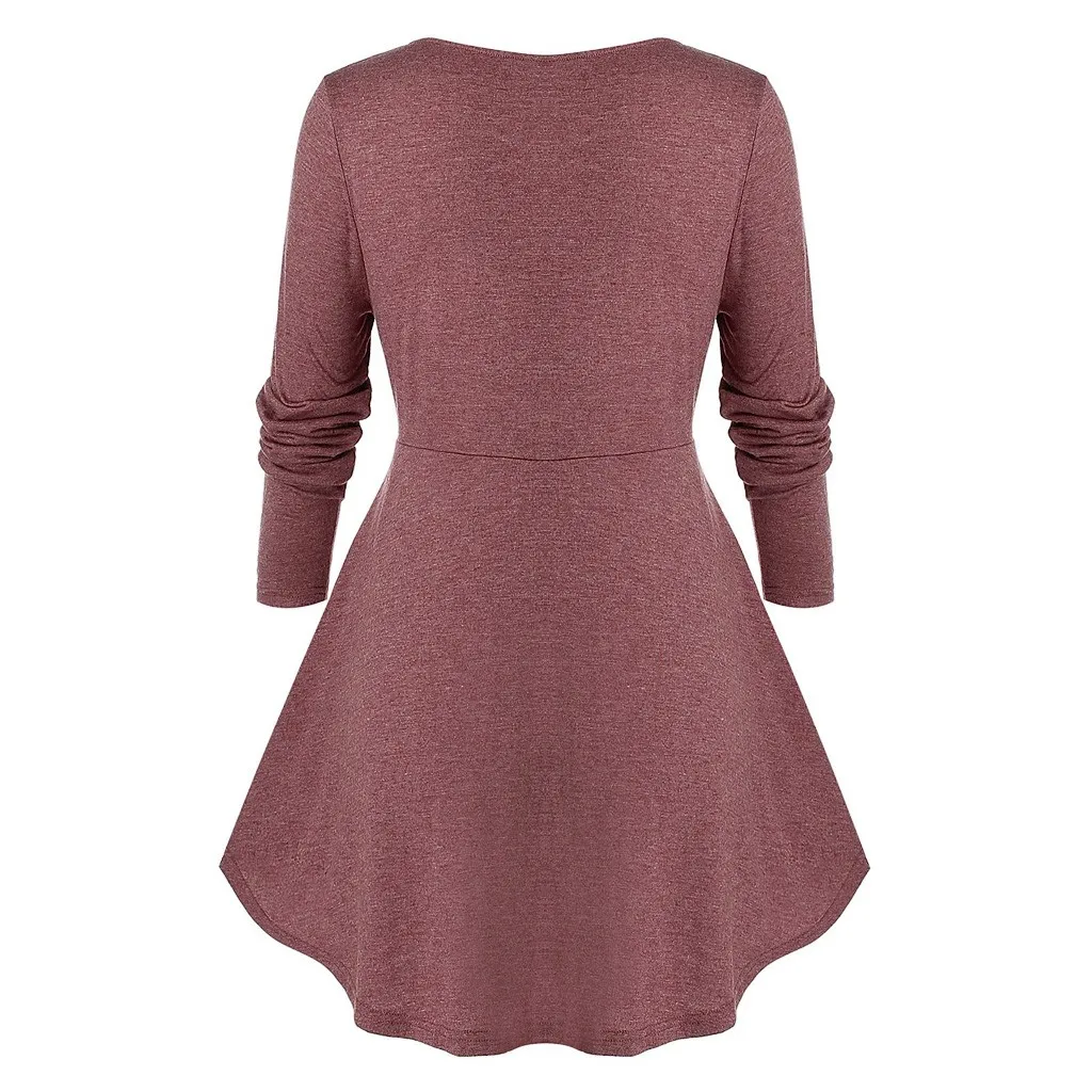 Модная плиссированная туника с бантом блузка размера плюс повседневные зимние