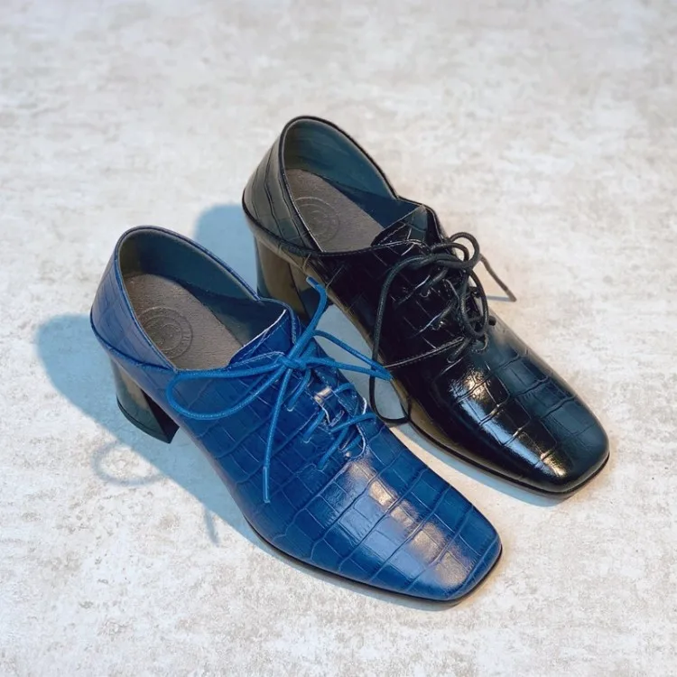 Женские туфли лодочки MLJUESE из мягкой бычьей кожи с квадратным носком в клетку