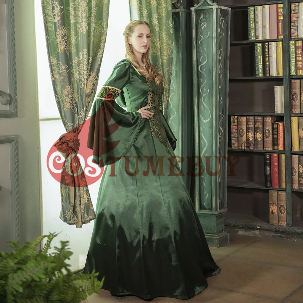 CostumeBuy Medieval Women Dark Green Trumpet Sleeves Dress Victorian Gothic Retro Vampire Evenging L920 |