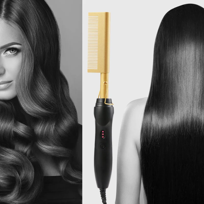

Hair brush Hair comb Two in one curling bar with electric curling comb Straightening brush