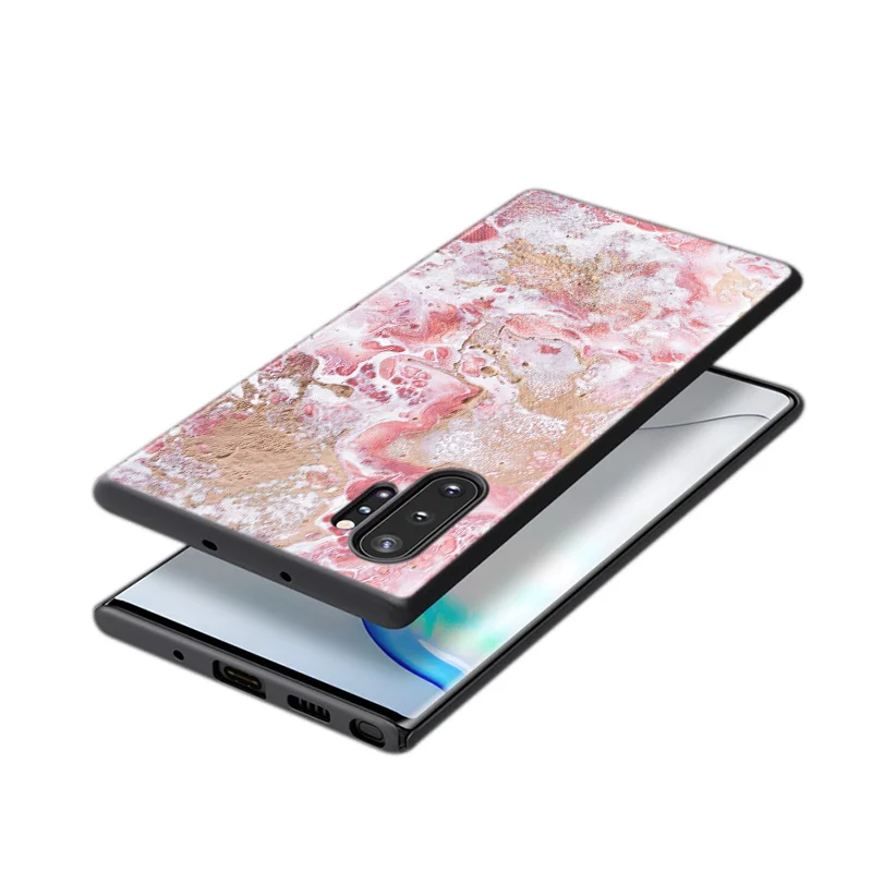 

Vintage marbling For Samsung Galaxy Note 20 10 9 8 S21 S10 S10E S9 S8 S7 Ultra Lite Plus Pro 5G Black silicone soft Phone Case