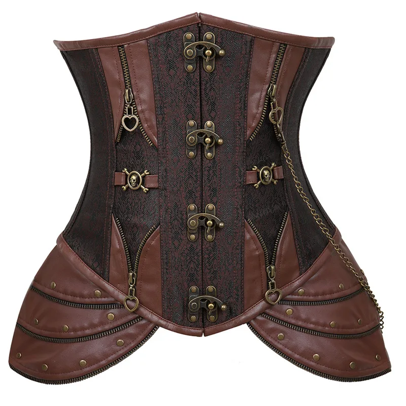 

Steampunk Underbust Corset Sexy Gothic Spiral Steel Boned Corsets and Bustiers Vintage Pirate Clubwear Push Up Bustier S-2XL