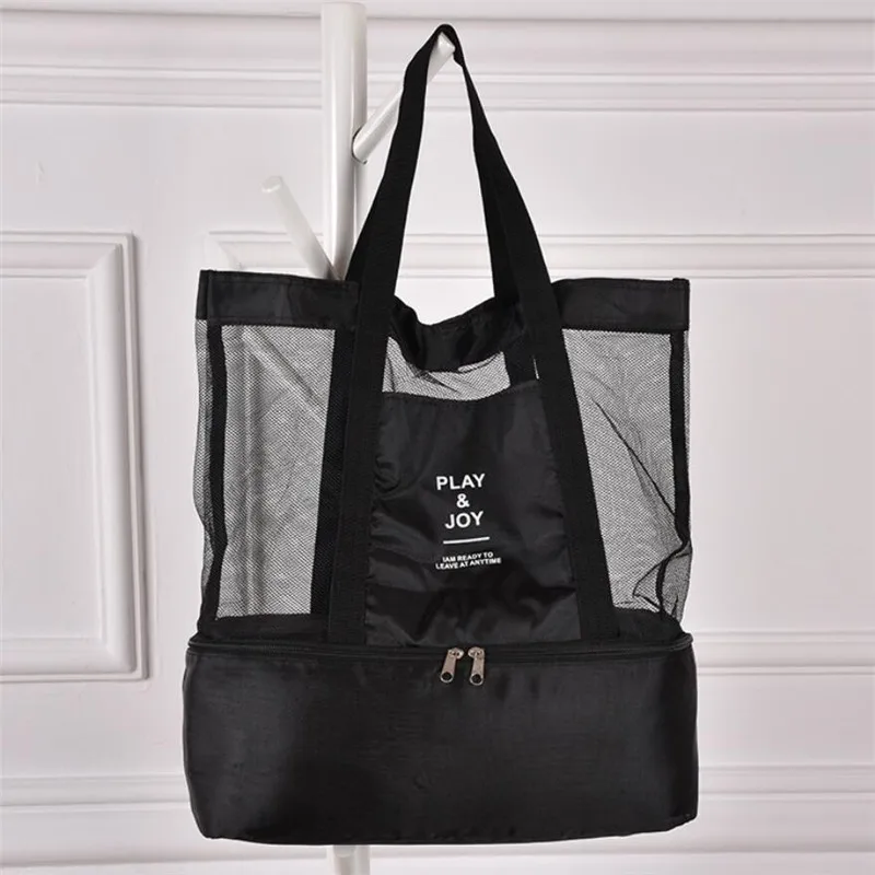 

Simple Fashion Large Capacity Women Mesh Transparent Bag Double-layer Heat Preservation Large Picnic Beach Bags