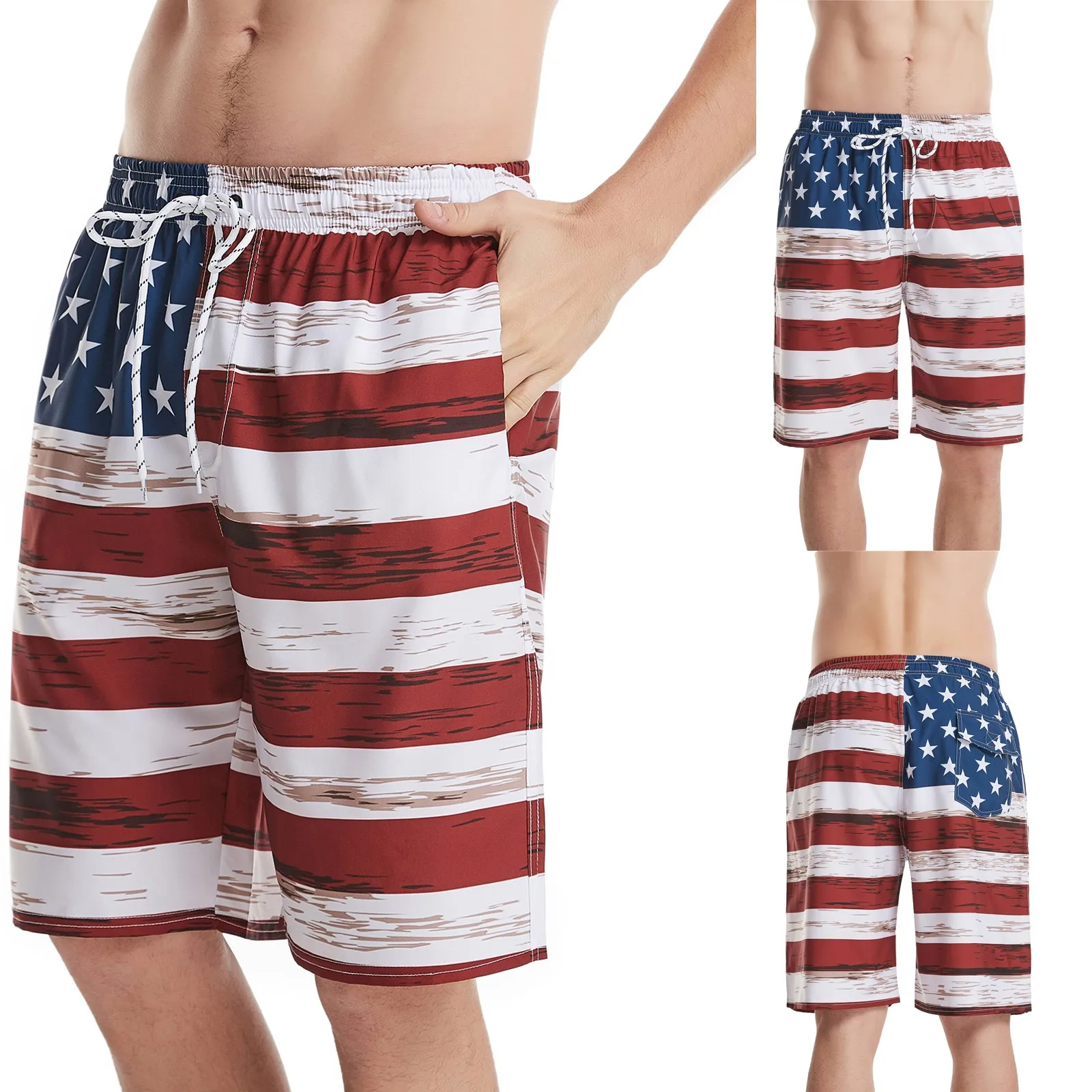 

2021Men‘s American Flag Print Independance Day Beach Short Pants Outdoor Sports Running Shorts Summer Beach Shorts шорты женский