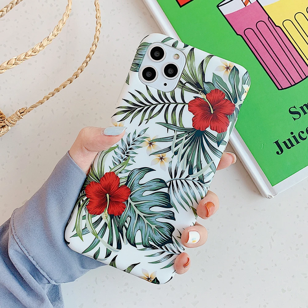 LOVECOM художественные цветы банановый лист чехол для телефона для iPhone 11 Pro Max XS Max XR 6 6S 7 8 Plus X Ретро Цветочный Мягкий чехол на заднюю панель телефона - Цвет: i